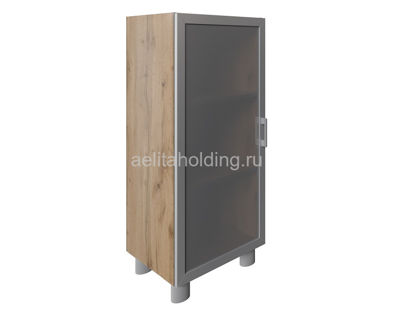 Шкаф узкий средний со стеклом в алюм.раме 596х418х1300